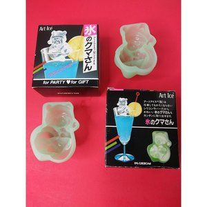 Lot of 2) 2" Teddy Bear in Nightcap Art Ice Cocktail Resin Cast Silicone Molds